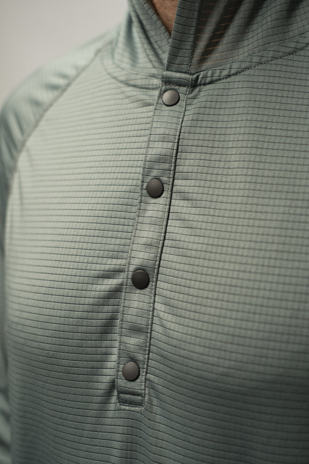 Gimlet Sun Hoodie in Iron Sage - placket detail